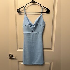 Windsor Light Blue Spaghetti Strap Mini Dress